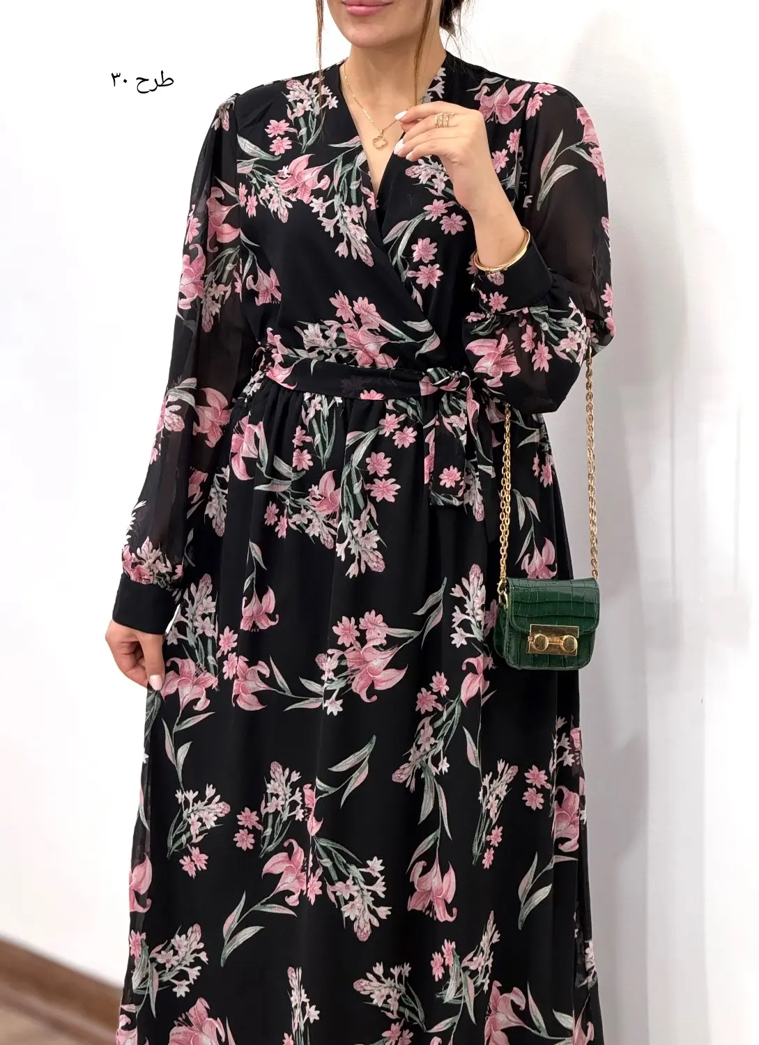 پیراهن بلند حریر آستردار آوا کد 5516